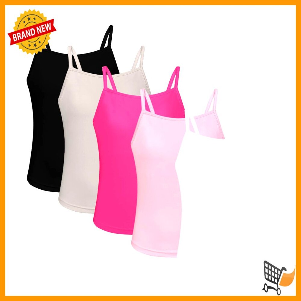 Girls Stretchy Spaghetti Strap Tank Tops Pack Y2k Chic Training Cami Set